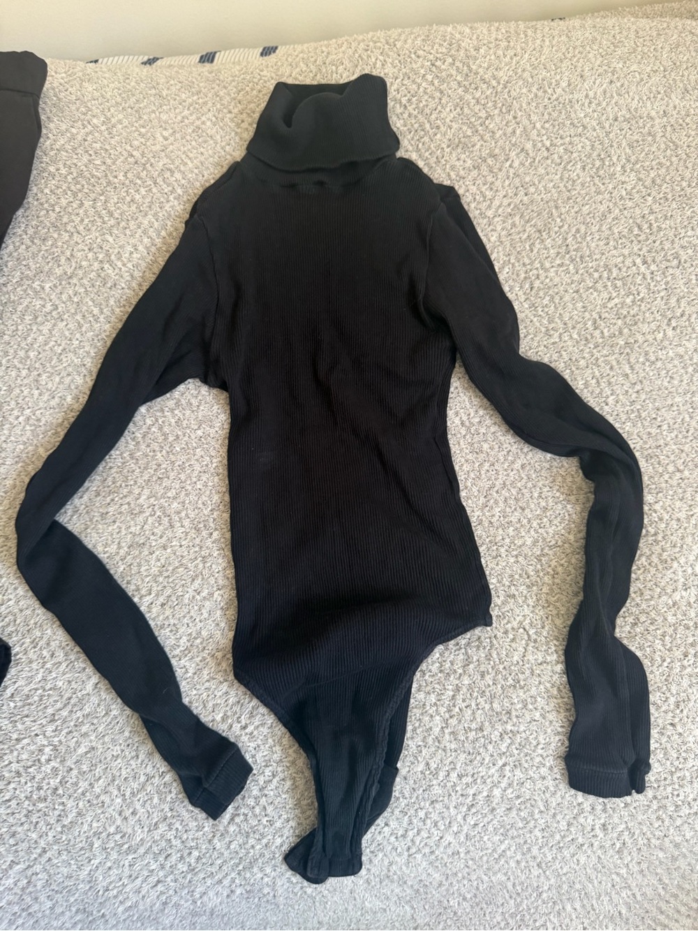Re/Done Black Ribbed Turtleneck Bodysuit
